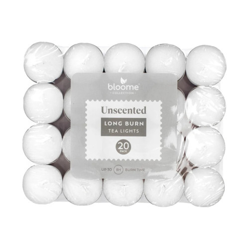 LONG BURN WHITE TEALIGHT CANDLES 12x20s