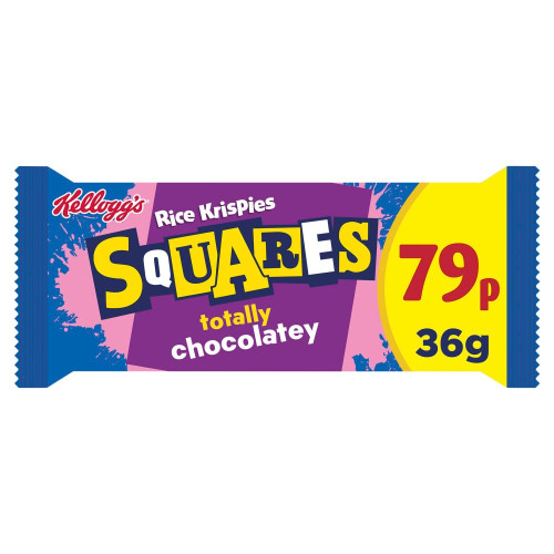 KELLOGGS RICE KRISPIES SQUARES DELIGHTFULLY CHOCOLATE BAR 1x30x36G PMP &Acirc;&pound;0.79