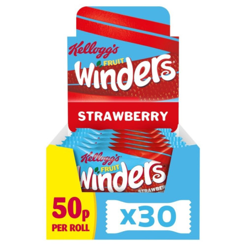 KELLOGGS FRUIT WINDERS STRAWBERRY SNACK ROLLS 1x30x17G PMP &Acirc;&pound;0.50