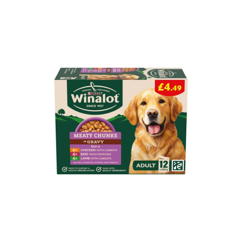 WINALOT LAMB CARROT IN GRAVY DOG FOOD 1x4x100G PMP &Acirc;&pound;4.49