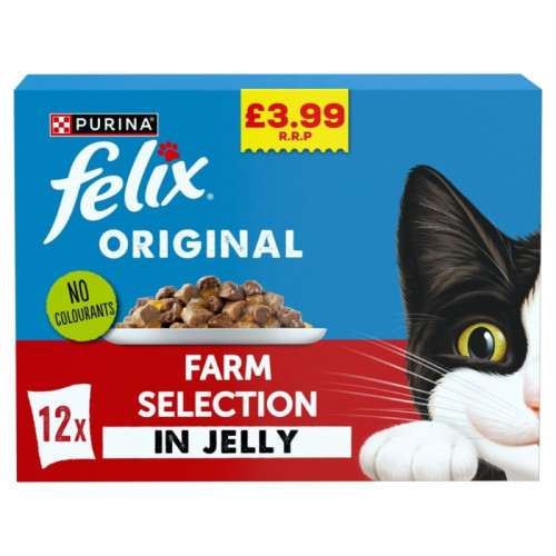 FELIX MIXED FARM SELECTION JELLY CAT FOOD 1x4x85G PMP &Acirc;&pound;3.99