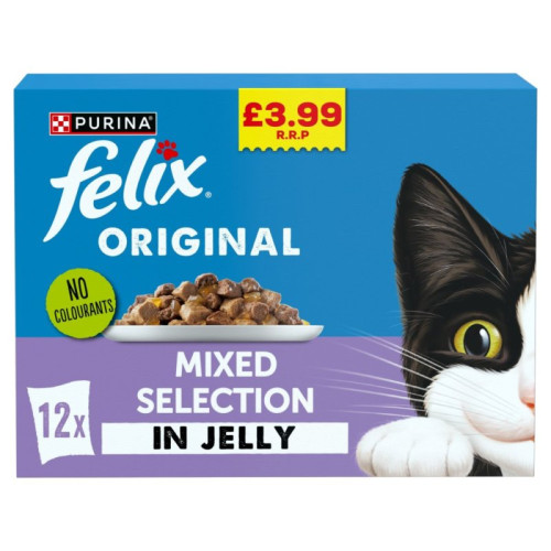 FELIX MIXED SELECTION JELLY CAT FOOD 1x4x85G PMP &Acirc;&pound;3.99