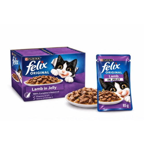 FELIX CHUNKS IN JELLY LAMB CAT FOOD 1x24x85G PMP &Acirc;&pound;1.39