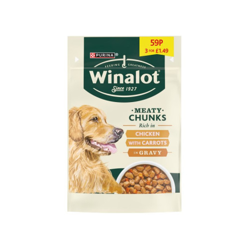 WINALOT CHICKEN CARROT IN GRAVY DOG FOOD 1x20x100G PMP &Acirc;&pound;1.49