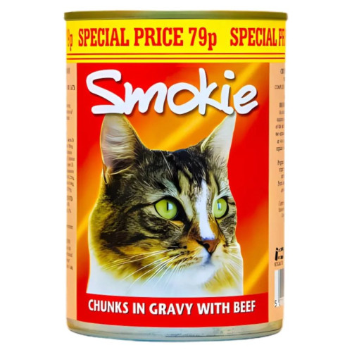 SMOKIE CHUNKS IN GRAVY BEEF CAT FOOD 1x12x400G PMP &Acirc;&pound;0.79