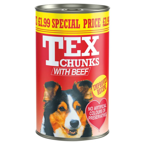 TEX CHUNKS BEEF DOG FOOD 1x6x1.2KG PMP &Acirc;&pound;1.99