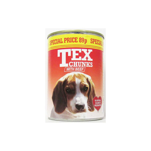 TEX CHUNKS BEEF DOG FOOD 1x12x400G PMP &Acirc;&pound;0.89