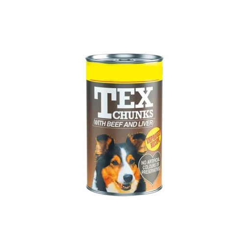 TEX CHUNKS BEEF & LIVER DOG FOOD 12x12x400G PMP &Acirc;&pound;0.89