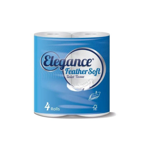 ELEGANCE FEATHER SOFT 3 PLY TOILET TISSUE ROLLS 1x10x4PK PMP &Acirc;&pound;1.49