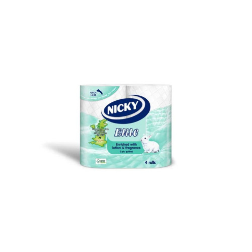 NICKY ELITE WHITE 3 PLY TOILET TISSUE ROLLS 1x10x4PK PMP &Acirc;&pound;1.99