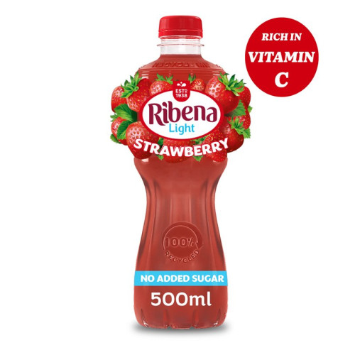 RIBENA STRAWBERRY NO ADDED SUGAR BOTTLE 1x12x500ML PMP &Acirc;&pound;1