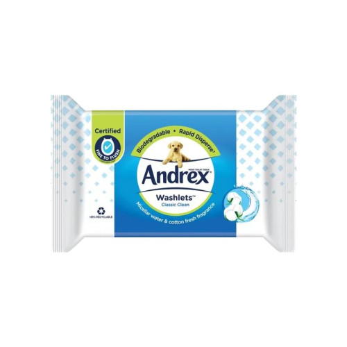 ANDREX CLASSIC CLEAN WASHLET MOIST TOILET TISSUE ROLLS 3x4x36s