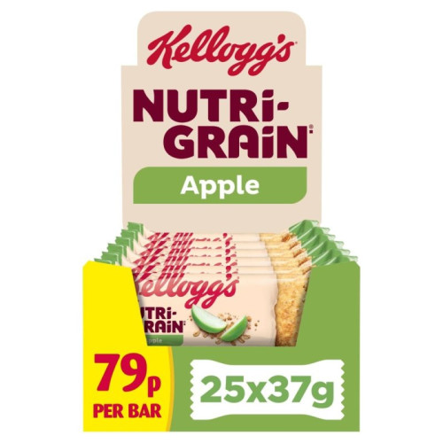 KELLOGGS NUTRI GRAIN APPLE BAR 1x25x37G PMP &Acirc;&pound;0.79