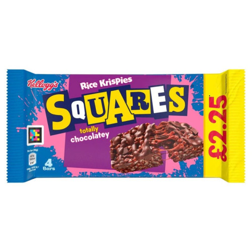 KELLOGGS RICE KRISPIES SQUARES TRIPLE CHOCOLATE BAR 4 PACK 1x11x36G PMP &Acirc;&pound;2.25