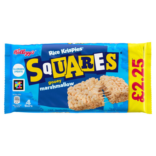 KELLOGGS RICE KRISPIES SQUARES GOOEY MARCHMALLOW BAR 4 PACK 1x11x36G PMP &Acirc;&pound;2.25