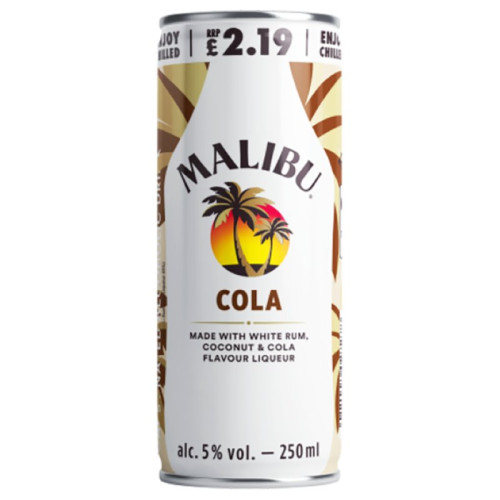 MALIBU AND COLA READY TO DRINK CAN 1x12x250ML PMP &Acirc;&pound;2.19