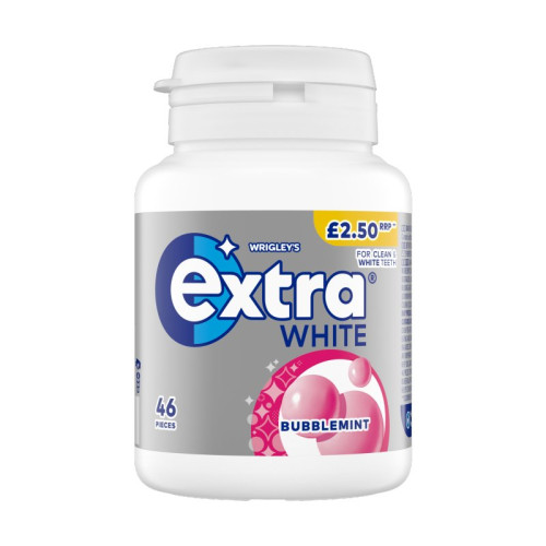 EXTRA WHITE BUBBLEMINT SUGAR FREE CHEWING GUM BTL 1x6x46s PMP &Acirc;&pound;2.5