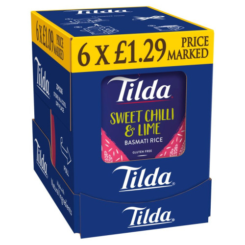 TILDA SWEET CHILLI & LIME STEAMED RICE 1x6x250G PMP &Acirc;&pound;1.29