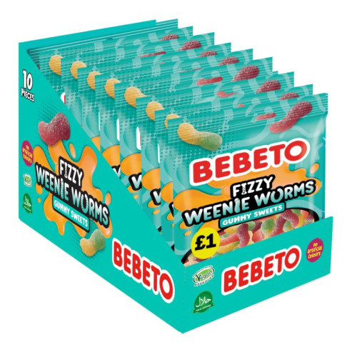 BEBETO WEENIE WORMS SWEETS 1x10x150G PMP &Acirc;&pound;1