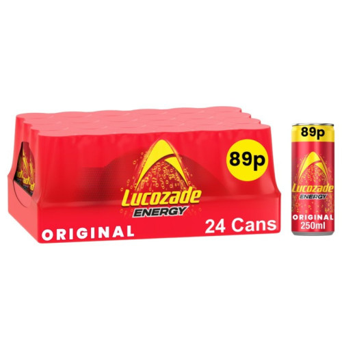 LUCOZADE ENERGY ORIGINAL CAN 1x24x250ML PMP &Acirc;&pound;0.89