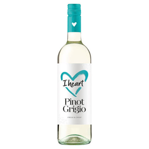 I HEART PINOT GRIGIO WHITE WINE BOTTLE 1x75CL