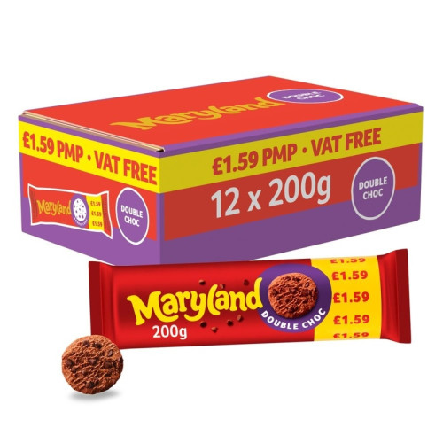MARYLAND DOUBLE CHOCO CHIP COOKIES 1x12x200G PMP &Acirc;&pound;1.59
