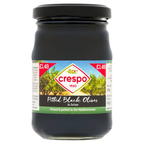 CRESPO BLACK PITTED OLIVE 1x6x198G PMP &Acirc;&pound;1.49