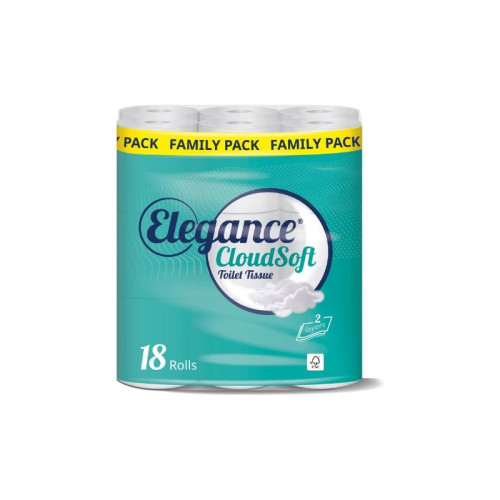 ELEGANCE CLOUD SOFT 2 PLY TOILET TISSUE ROLLS 1x2x18PK PMP &Acirc;&pound;4.99