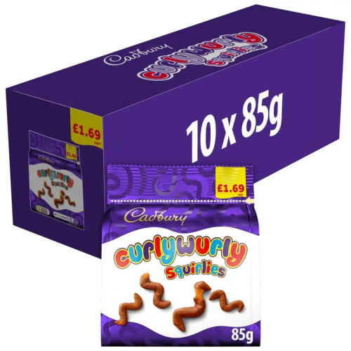 CADBURY CURLY WURLY SQUIRLIES CHOCOLATE BAG 1x10x85G PMP &Acirc;&pound;1.69