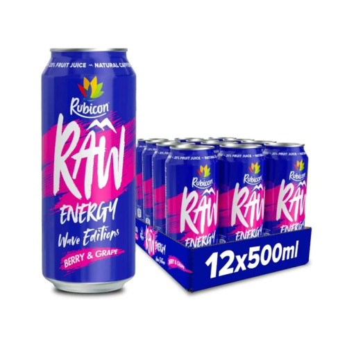 RUBICON RAW ENERGY BERRY GRAPE BOTTLE 1x12x500ML PMP &Acirc;&pound;1.19
