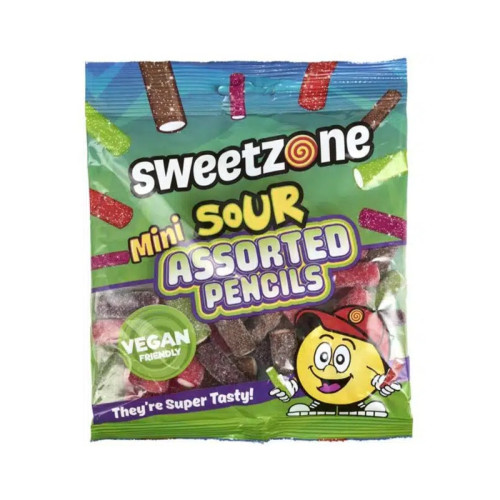 SWEETZONE MINI SOUR ASSORTED PENCILS 1x12x180G