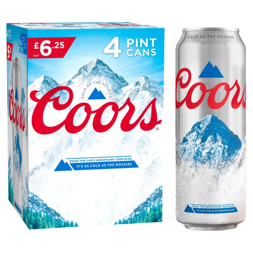 COORS LAGER 4 PACK CAN 1x6x568ML PMP &Acirc;&pound;6.25