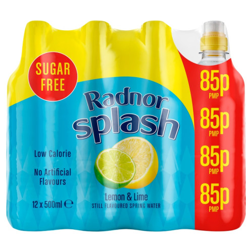 RADNOR SPLASH LEMON LIME BOTTLE 1x12x500ML PMP &Acirc;&pound;0.85