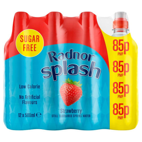 RADNOR SPLASH STRAWBERRY BOTTLE 1x12x500ML PMP &Acirc;&pound;0.85