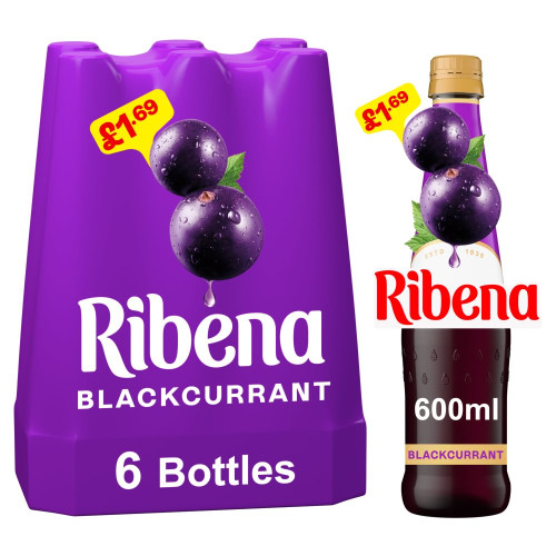RIBENA BLACKCURRANT BOTTLE 1x6x600ml PMP &Acirc;&pound;1.69