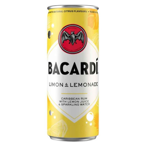 BACARDI LIMON LEMONADE READY TO DRINK CAN 1x12x250ML