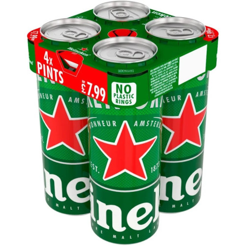 HEINEKEN ORIGINAL LAGER 4 PACK CAN 1x6x568ML PMP &Acirc;&pound;7.99