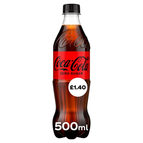 COCA COLA ZERO SUGAR FREE BOTTLE 1x12x500ML PMP &Acirc;&pound;1.40