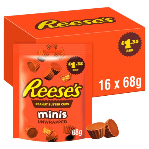 REESES ORIGINAL PEANUT BUTTER CUP REGULAR CHOCOLATE 1x16x68G PMP &Acirc;&pound;1.35
