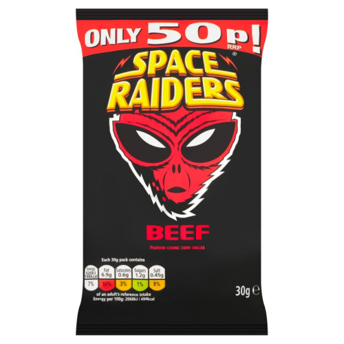 SPACE RAIDERS BEEF CRISPS 1x36x30G PMP &Acirc;&pound;0.5