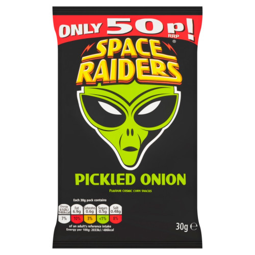 SPACE RAIDERS PICKLED ONION CRISPS 1x36x30G PMP &Acirc;&pound;0.5