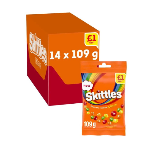 SKITTLES CITRUS SWEETS BAG 1x14x109G PMP &Acirc;&pound;1