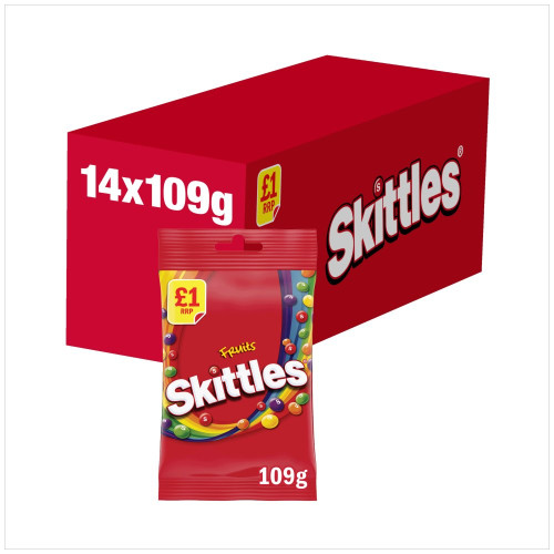 SKITTLES VEGAN CHEW FRUIT FLAVOURED SWEETS BAG 1x14x109G PMP &Acirc;&pound;1