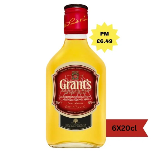 GRANTS TRIPLE WOOD SCOTCH WHISKY BOTTLE 6x20CL PMP &Acirc;&pound;6.49