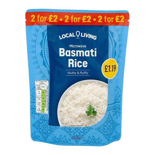 LOCAL LIVING BASMATI MICROWAVE RICE 1x6x250G PMP &Acirc;&pound;1.19