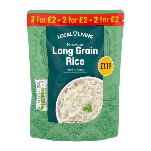 LOCAL LIVING LONG GRAIN MICROWAVE RICE 1x6x250G PMP &Acirc;&pound;1.19
