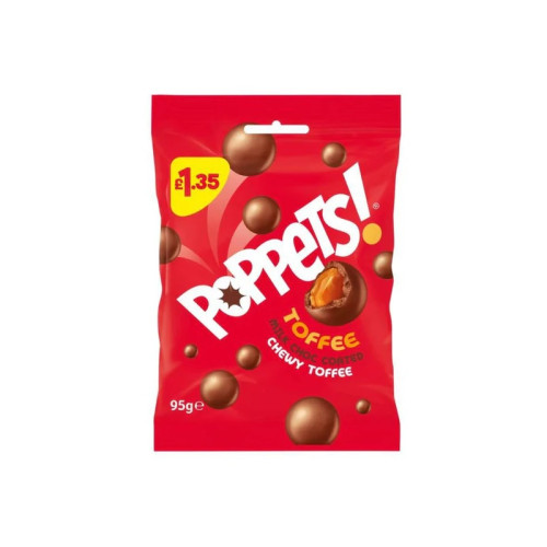 POPPETS TOFFEE MILK CHOCOLATE BAG 1x10x95G PMP &Acirc;&pound;1.35