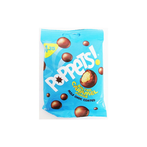 POPPETS SALTED CARAMEL MILK CHOCOLATE BAG 1x10x95G PMP &Acirc;&pound;1.35