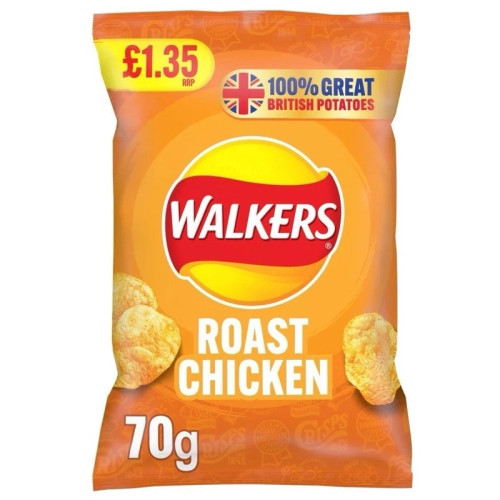 WALKERS ROAST CHICKEN CRISPS 1x18x70G PMP &Acirc;&pound;1.35