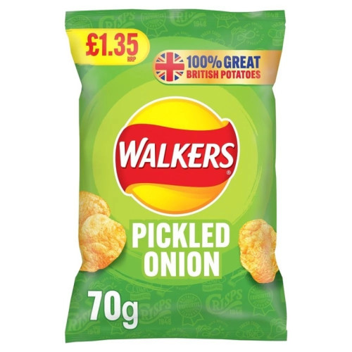 WALKERS PICKLED ONION CRISPS 1x18x70G PMP &Acirc;&pound;1.35
